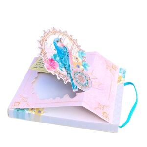Punch Studio Mini Pop Up Embellished Pocket Bungee Notepad ~ Bluebird (63081)